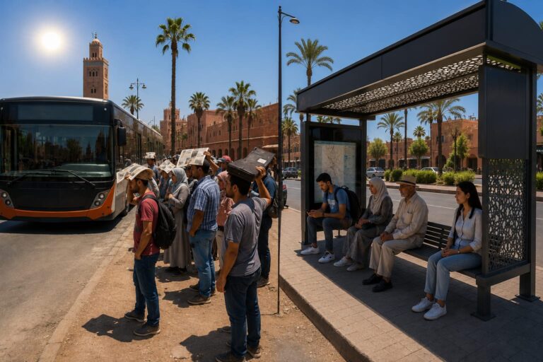مراكش تحت الشمس مدينة تستقبل الملايين وتعجز عن تظليل منتظري الحافلات